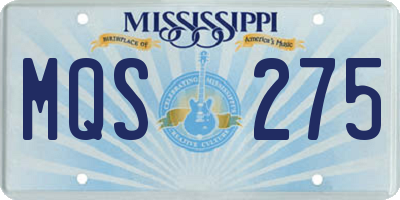 MS license plate MQS275