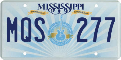 MS license plate MQS277