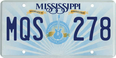 MS license plate MQS278