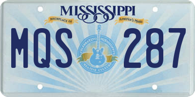 MS license plate MQS287