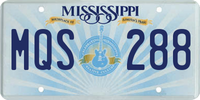 MS license plate MQS288