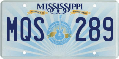 MS license plate MQS289