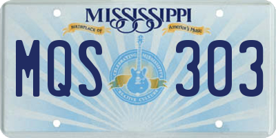 MS license plate MQS303