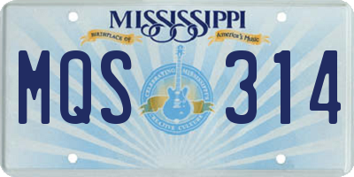 MS license plate MQS314