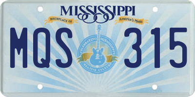 MS license plate MQS315