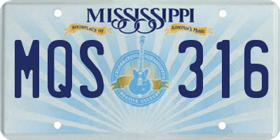 MS license plate MQS316