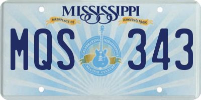 MS license plate MQS343