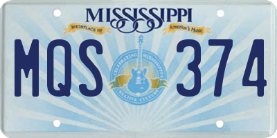 MS license plate MQS374