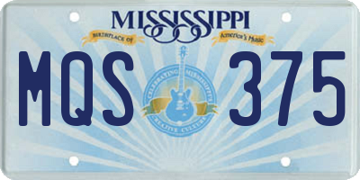 MS license plate MQS375