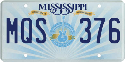 MS license plate MQS376