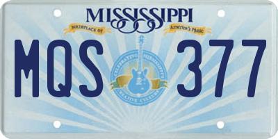 MS license plate MQS377