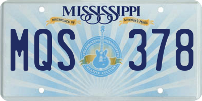 MS license plate MQS378
