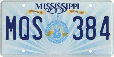 MS license plate MQS384