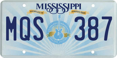 MS license plate MQS387