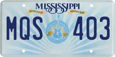 MS license plate MQS403