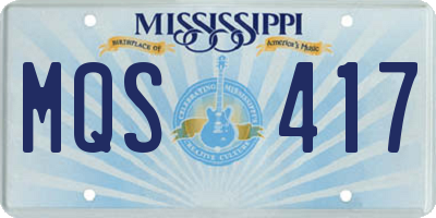 MS license plate MQS417