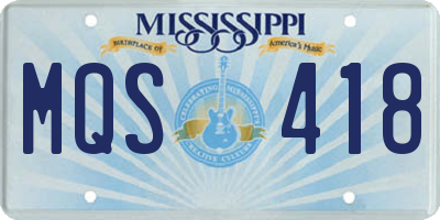 MS license plate MQS418