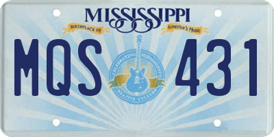 MS license plate MQS431