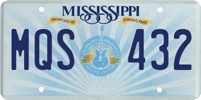 MS license plate MQS432