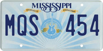 MS license plate MQS454