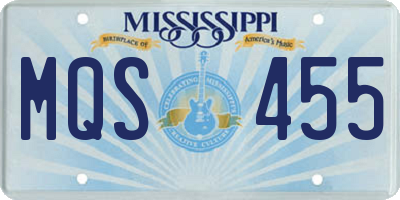 MS license plate MQS455