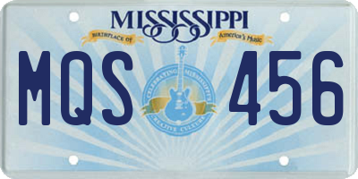 MS license plate MQS456