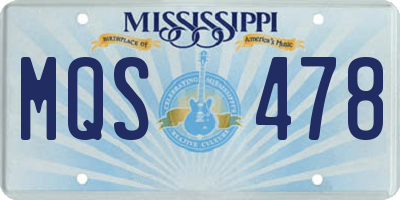MS license plate MQS478