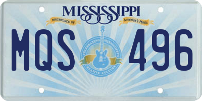 MS license plate MQS496