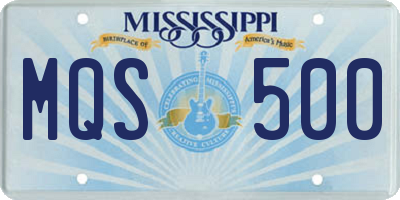 MS license plate MQS500