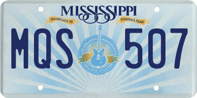 MS license plate MQS507