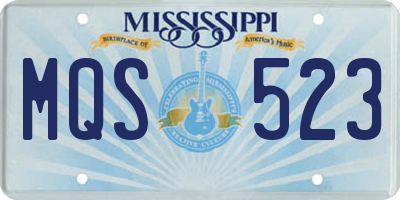 MS license plate MQS523