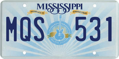 MS license plate MQS531