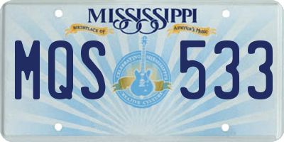 MS license plate MQS533