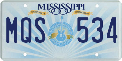 MS license plate MQS534