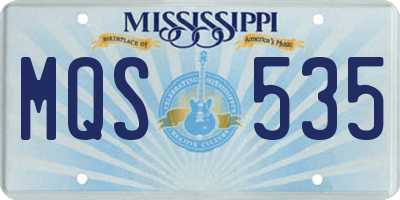 MS license plate MQS535