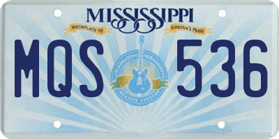MS license plate MQS536