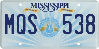 MS license plate MQS538