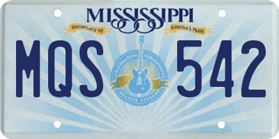 MS license plate MQS542