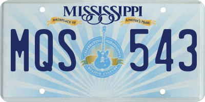 MS license plate MQS543