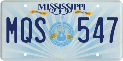 MS license plate MQS547