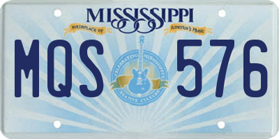 MS license plate MQS576