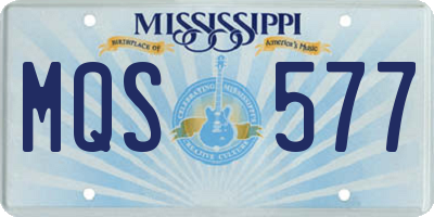 MS license plate MQS577