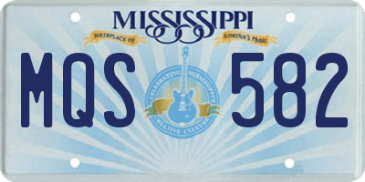 MS license plate MQS582