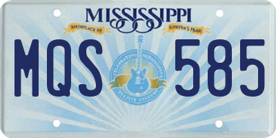 MS license plate MQS585