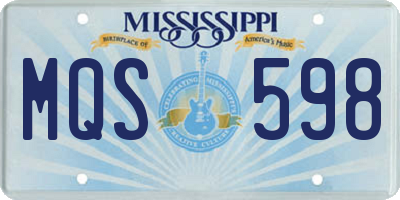 MS license plate MQS598