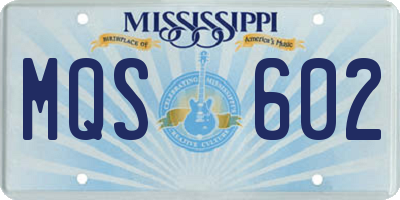 MS license plate MQS602