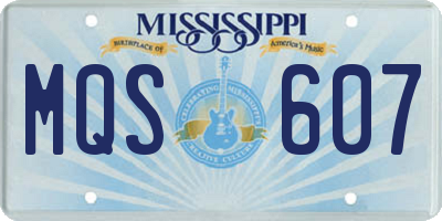 MS license plate MQS607