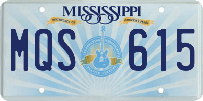 MS license plate MQS615