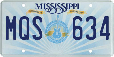 MS license plate MQS634
