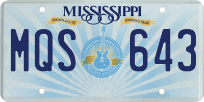 MS license plate MQS643